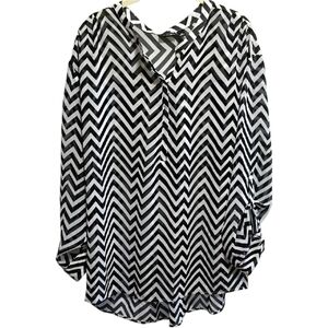 Stylish Black and White Chevron Blouse